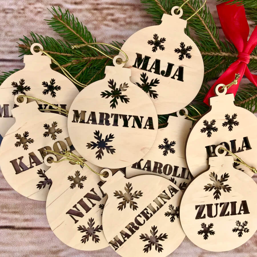 Bombka z imieniem - śnieżynki