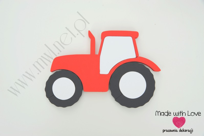 Dekoracja 3d - traktor czerwony